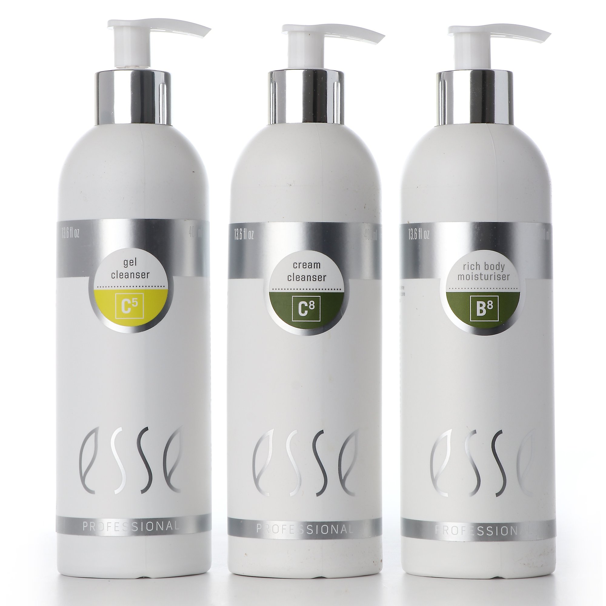 Esse_Professional_Product_Gel-Cleanser_Cream-cleanser_Rich-Body-Moisturiser_Group
